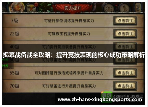 揭幕战备战全攻略：提升竞技表现的核心成功策略解析