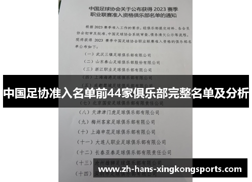 中国足协准入名单前44家俱乐部完整名单及分析